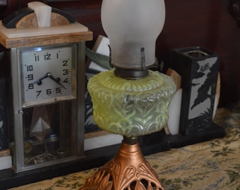 A Delightful Art Nouveau Anchor Hocking Oil Lamp
