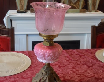 A Gorgeous Victorian Era Pink Oil Lamp