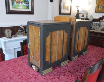 A Pair of Art Deco Oak Bedside Tables
