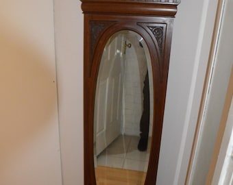 A Tall Edwardian/ Art Nouveau Carved Maple Wall Mirror