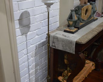 An Ornate Electric Brass and Marble  Floor Lamp