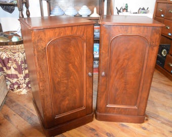 A Victorian Era Matched Pair of Mahagony Bedside Tables