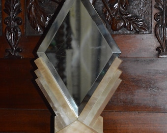 A Gorgeous Art Deco Alabaster Table  Top Vanity Mirror