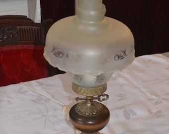 An Unusual Vintage Oil Lamp Style Electric Table Lamp