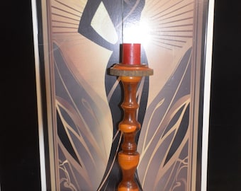 An Australian Turned Mulga Wood Candle Stans