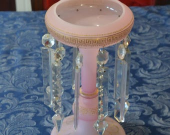 A Victorian Era Pink Glass Lustre Vase