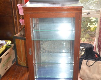 A J McCain MCM Cedar Stained One Door Display Cabinet