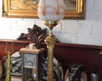 A Brass Corinthian Column Form Electric Table Lamp