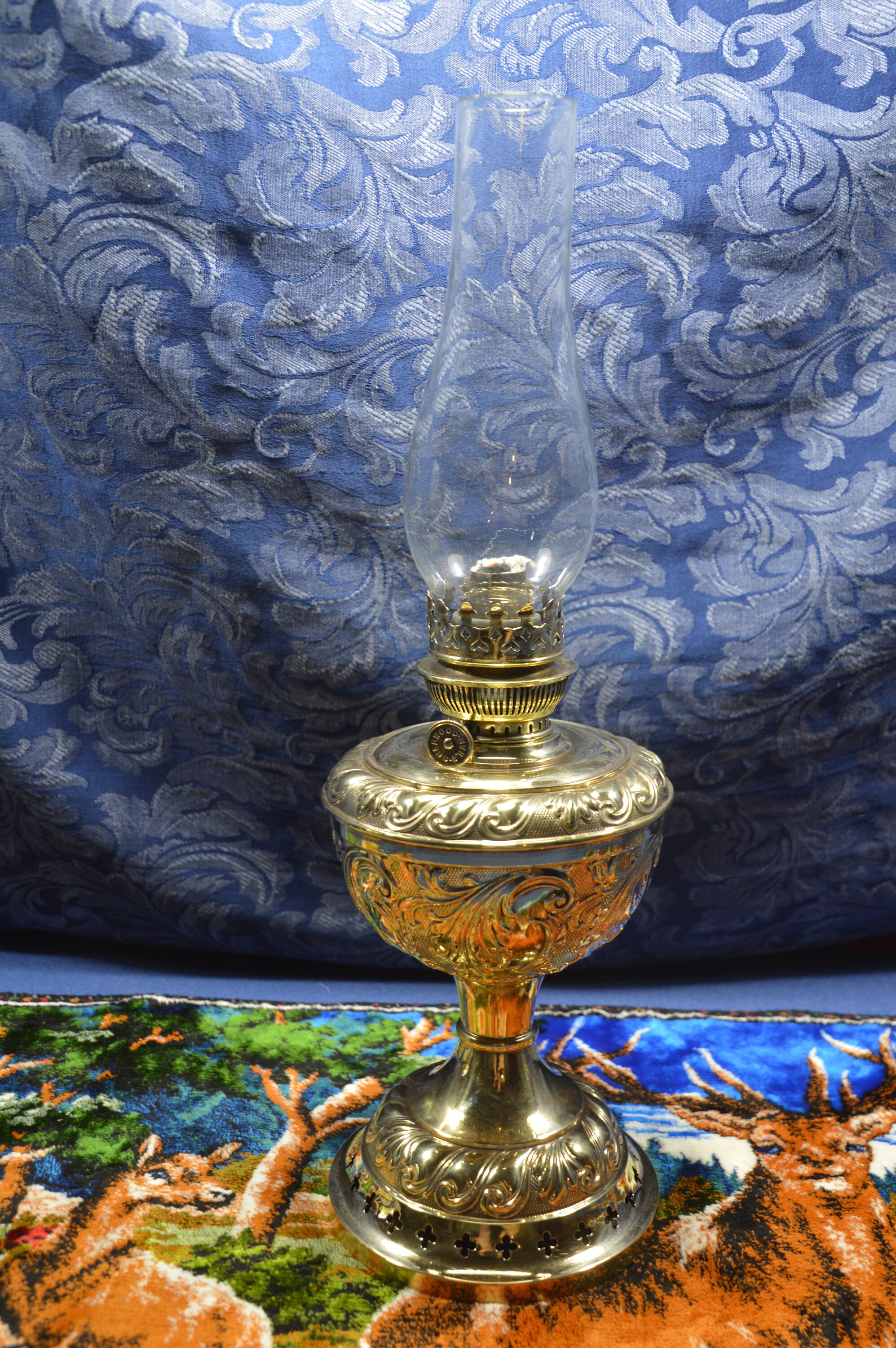 Gorgeous Antique Embossed Brass Oil Lamp Etsy Australia