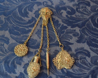A Victorian Era Brass Chatelaine