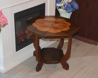 An Art Deco Era Inlayed Walnut Veneer Occasional Table
