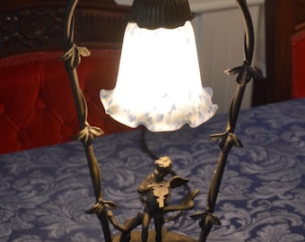 A Delightful Art Nouveau Inspired Metal Table Lamp