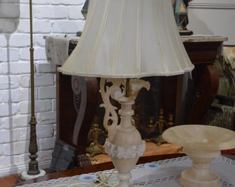 A Vintage Alabaster Ewer Form Table Lamp