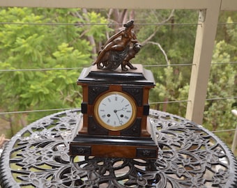 A Delightful 19th Century French Ebonised Timber Mantle Clock