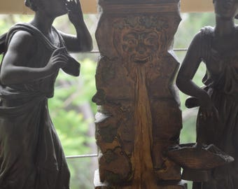 An Antique French Echo and Narcissus Tall Figural Mantle Clock