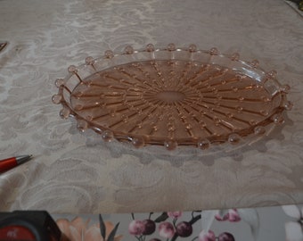 A Pink  Depression Glass Hobnail Oval Platter