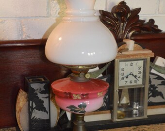 A Hand Painted British Duplex Oil Lamp