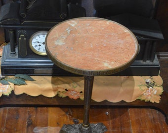 A Bronze and Marble Topped Occasional Table