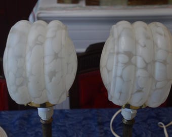 A Pair of Ornate Brass Twisted Column Table Lamps