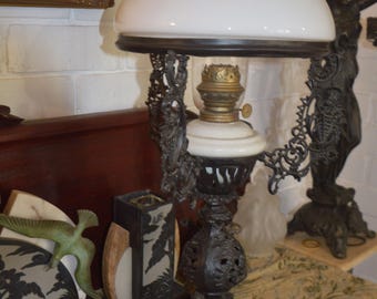 A Dutch Colonial Cast Iron OIl Lamp