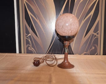 An Art Deco Era Bakelite and Glass Electric Table Lamp