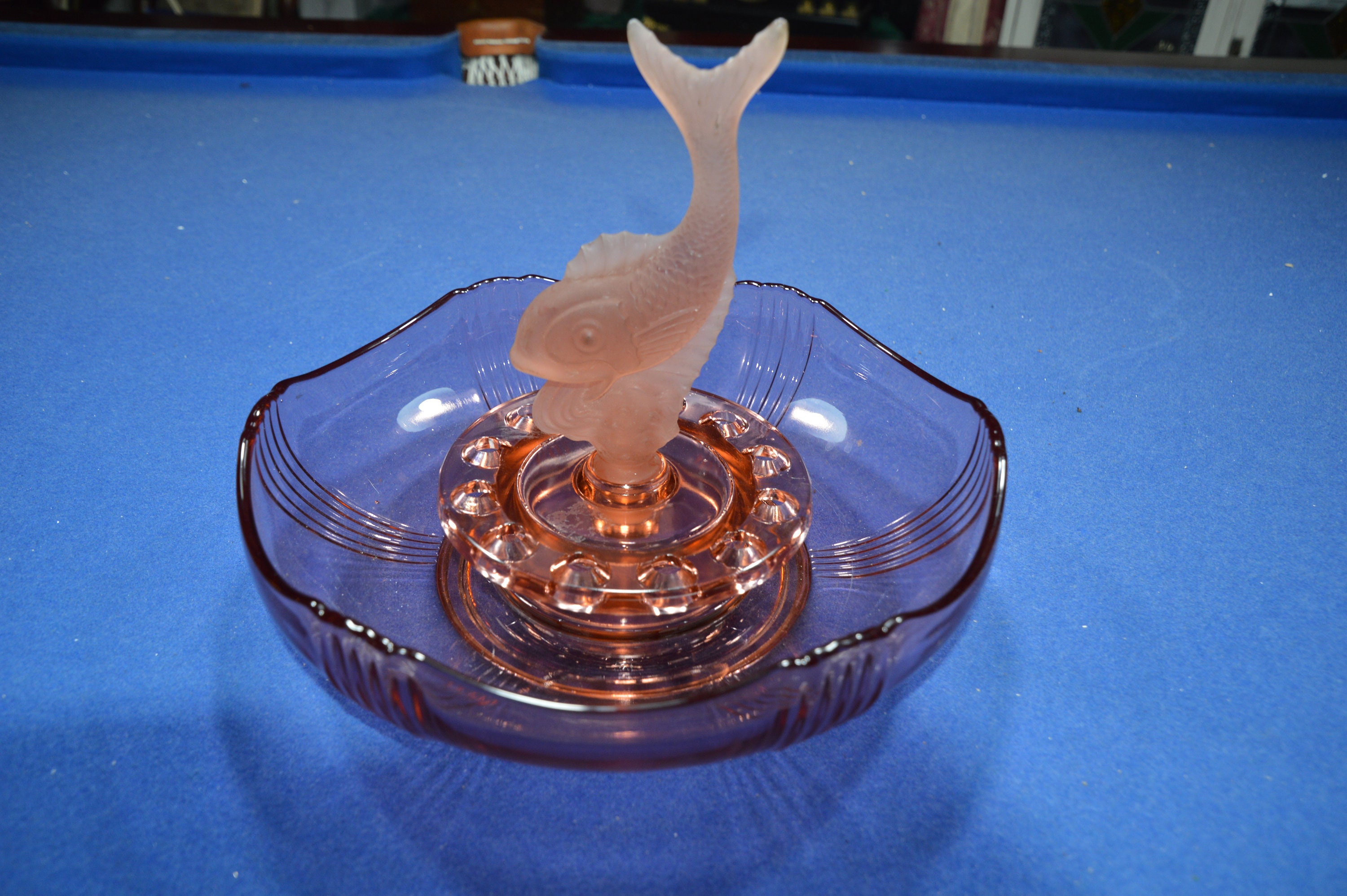 An Art Deco Pressed Pink Glass Centrepiece Float Bowl With Etsy Australia