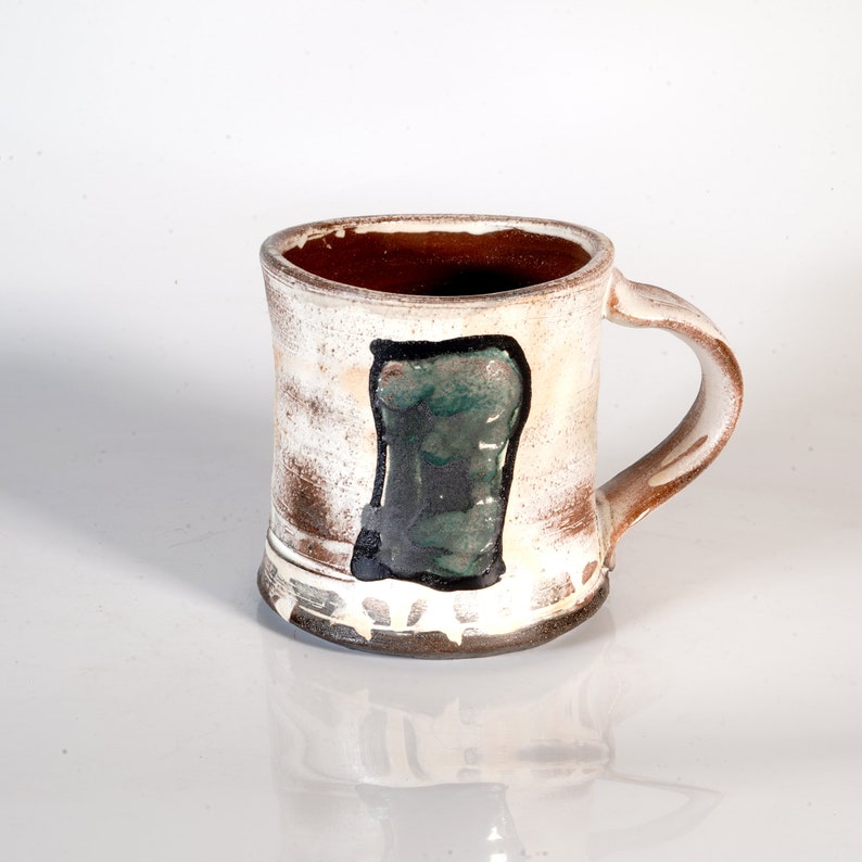 Soda fired mug with rectangle decoration image 1