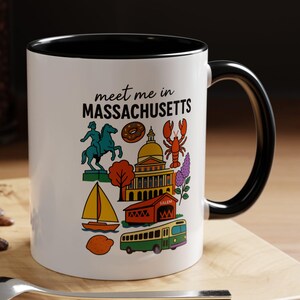 Massachusetts Adventure Coffee Mug, Meet Me In Massachusetts Accent Mug, Massachusetts Travel Souvenir Gift, Massachusetts Gift Mug