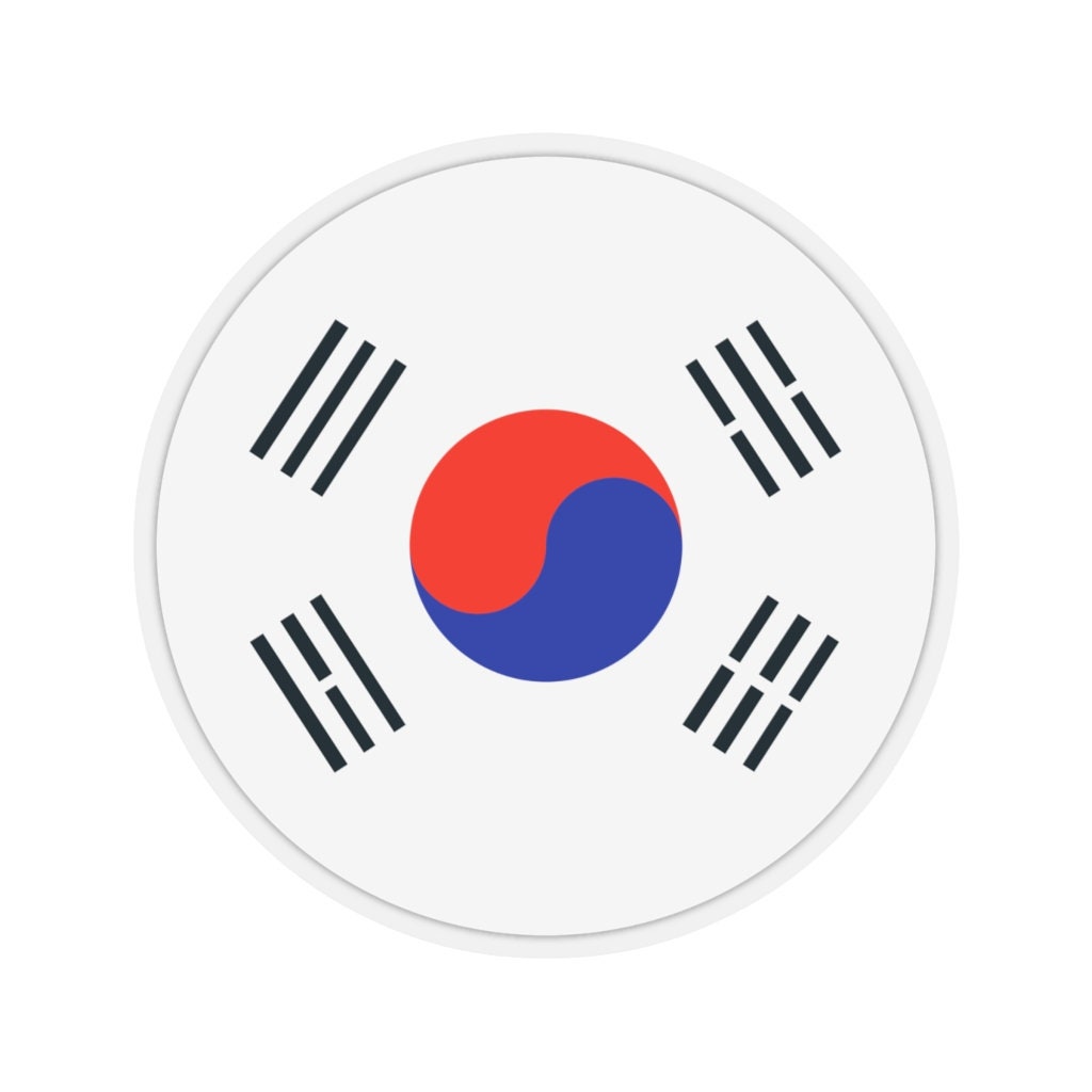 South Korea Flag Sticker South Korean Circle Design Travel Etsy