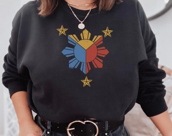 Philippine Sun And Stars Sweatshirt, Gift For Proud Filipino, Proud Pinay Sweatshirt, Gifts For Filipino, Philippine Distressed Sweatshirt