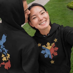 Sun And Stars Distressed Hoodie, Philippine Map Hoodie, Proud Pinay, Filipina Gift Hoodie,  Filipino Gift, Gift For OFW, Gift For Pinoy