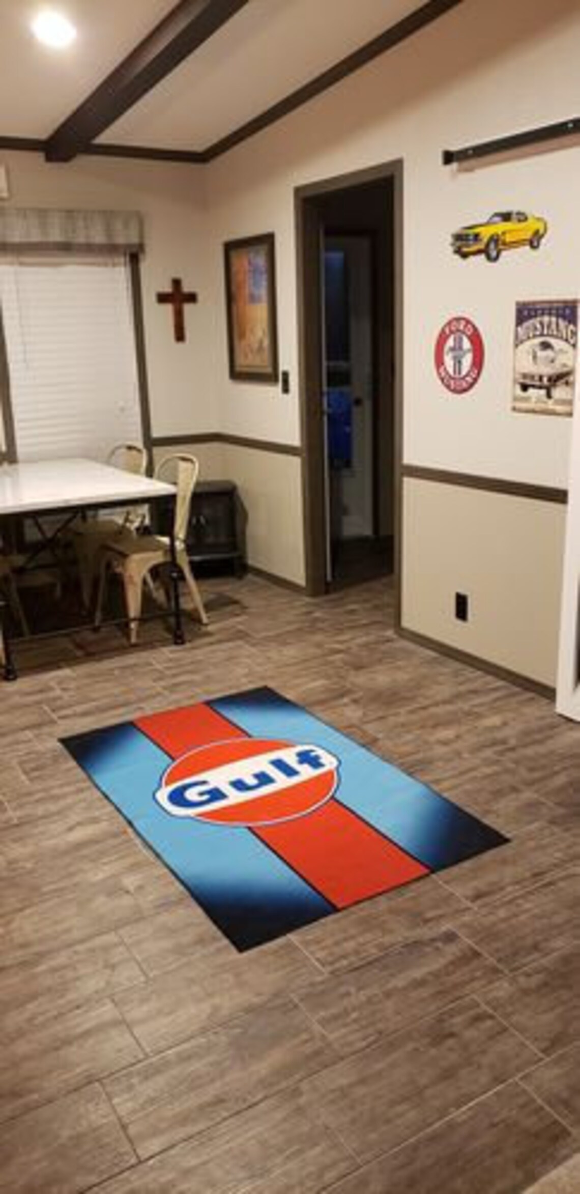 Gulf racing car Garage area rug. Gulf Garage Makes a Etsy