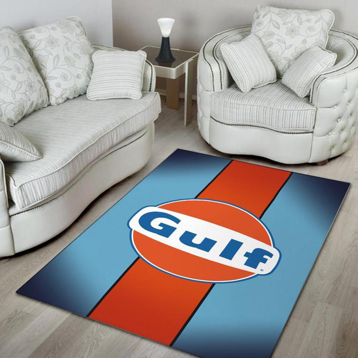 Gulf racing car Garage area rug. Gulf Garage Makes a Etsy