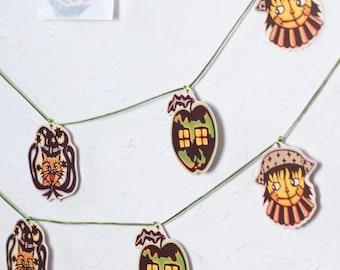 Illustrated Paper Garland - Witchy Autumn Halloween Pumpkin