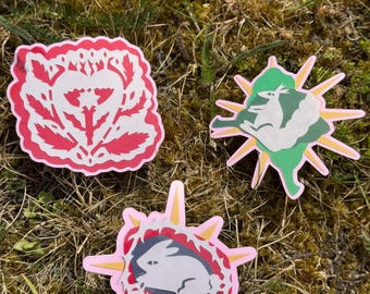 Folky Paper Collage Vinyl Stickers
