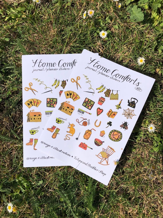 Cottagecore Sticker Sheet, Home Comforts Theme, A5 Planner Stickers