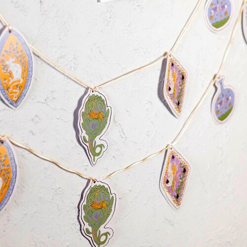 Illustrated Paper Garland - Magpie Mouse Artichoke Magic Bottles