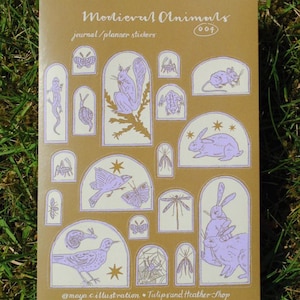 Sticker Bogen "Mittelalterliche Tiere" für Journals und Planer