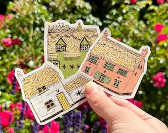 Thatched Cottage House Recycled Paper Stickers