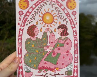 Lesbians in love, sapphic romantic print