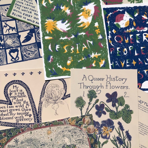 Queer and Wild Mini prints A6  postcard prints