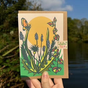 Wiese Sonnenschein Papierschnitt Grußkarte, Geburtstagskarte, für jede Gelegenheit Karte