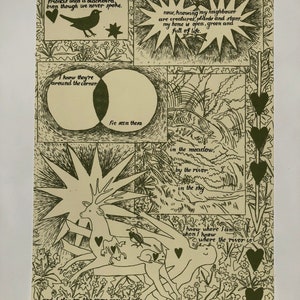 Creatures, Plants and Stars Comic Print