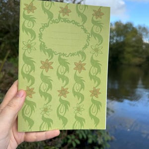 Green Floral Illustrated Notebook A5, floral, patterned, journal