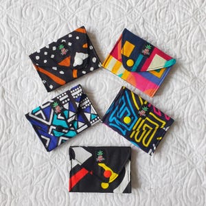 Mini portafoglio e porta carte con stampa africana, fronte-retro, regalo personalizzato, fatto su misura, fatto a mano, regalo per la festa della mamma