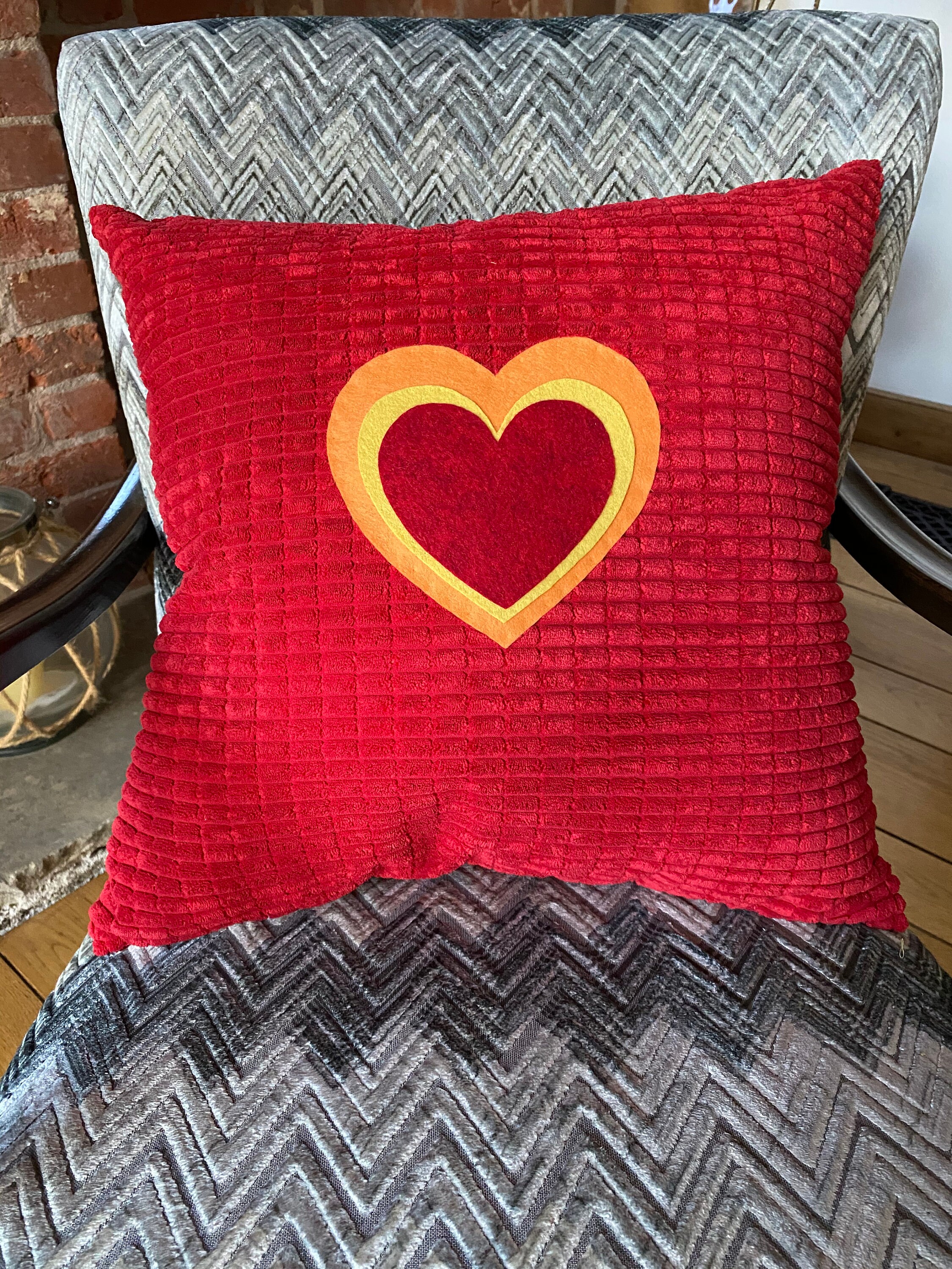 Handmade Red Textured Velvet Love Heart Cushion Large 19 Etsy