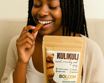 Auténtico kulikuli nigeriano: crujiente bocadillo de cacahuete, vegano y sin gluten.