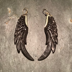 Fallen Angel Black Buffalo Horn and Pure Brass Earrings - Handmade - Unique - Mythical - Bohemian - Tribal - Vampish - Goddess