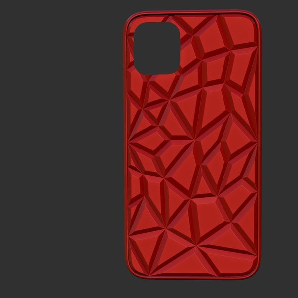 I-Phone 11 3D Case Printable .STL Polygonal 3D texture