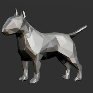 Bull Terrier 3D Polygonal Art Sculpture for 3D printing .STL file